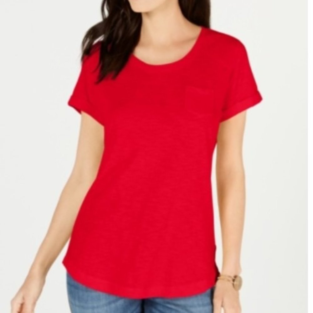 NWT Style & Co Cuffed-Sleeve Cotton T-Shirt - Picture 1 of 1